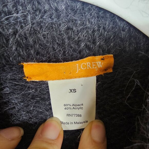 J.Crew Alpaca Blend Long Sweater Cardigan Coat Sz XS Charcoal Quiet Luxury - Picture 7 of 11